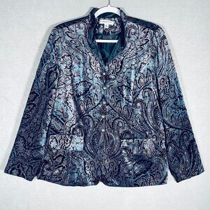 Coldwater Creek Velvet Jacket Womens M Paisley Dark Romantic Feminine Party